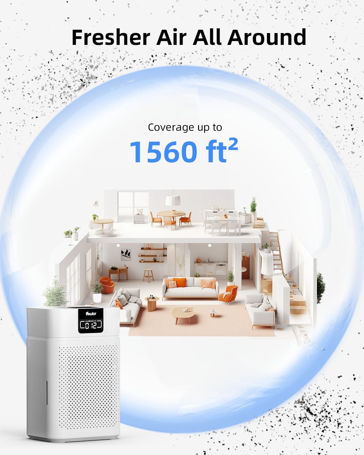 Air Purifiers, Home Air purifier for Large Room Bedroom Up to 1560ft², VEWIOR H13 True HEPA Air Filter for Wildfire Smoke Pets Pollen Odor, with Air Quality Monitoring Light, Auto/Sleep Mode, 6 Timer Vewior