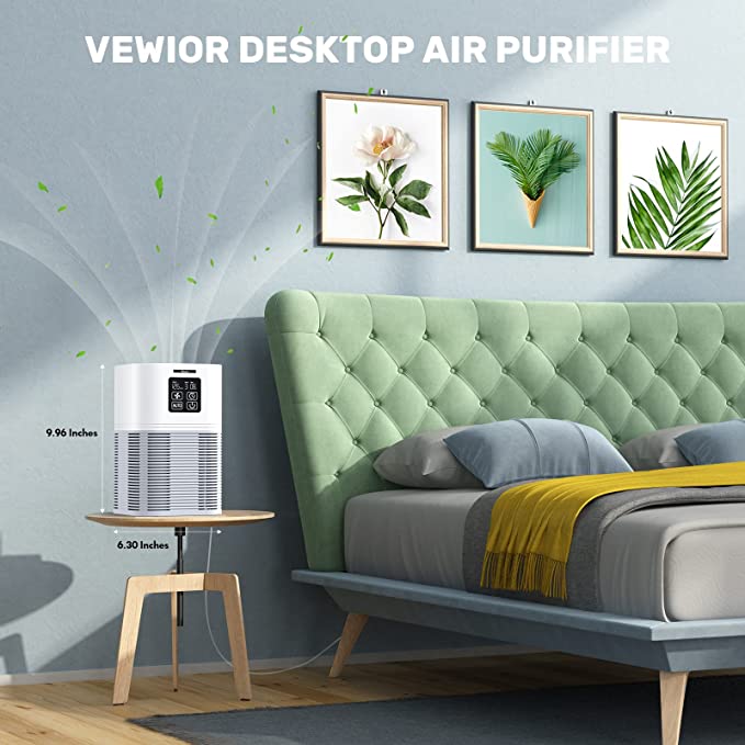 Air Purifier, Home Air Cleaner For Bedroom Large Room up to 600 sq.ft, VEWIOR H13 True HEPA Air Filter with Fragrance Sponge 6 Timer Settings Quiet Air Purifiers for Pets Dander Odor Dust Smoke Pollen Vewior