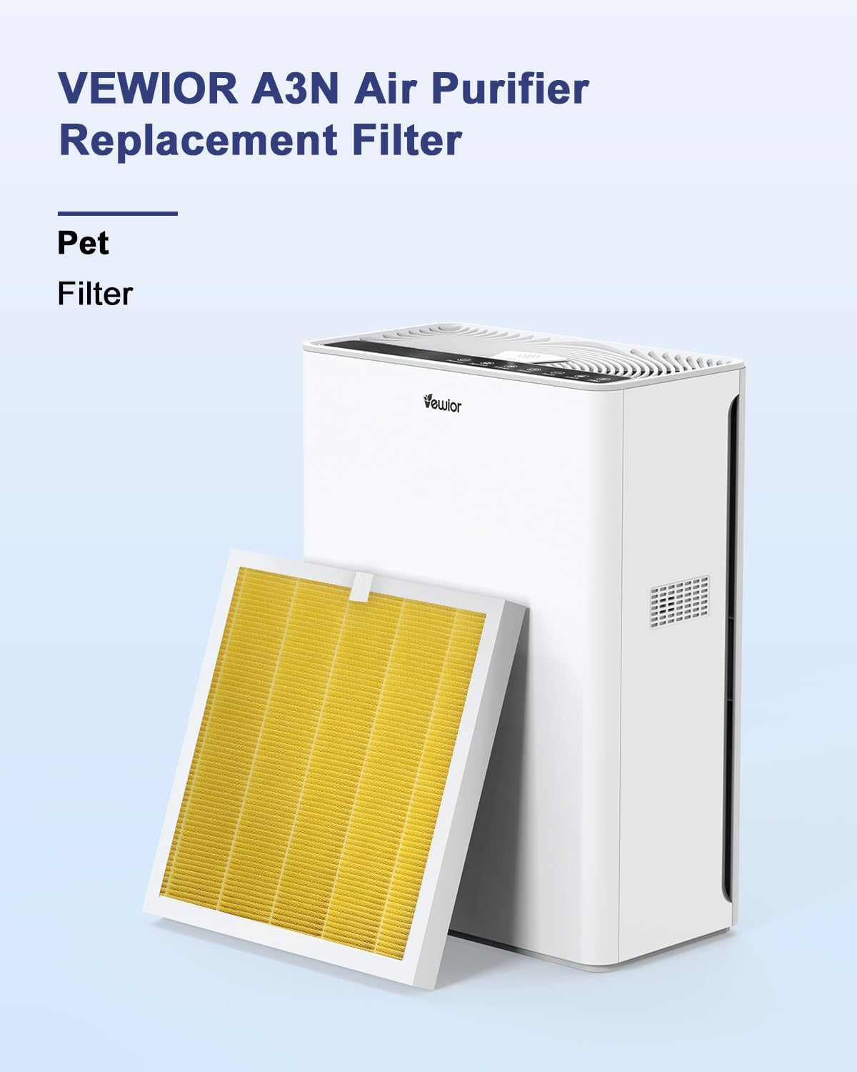 VEWIOR Official Replacement Filter True HEPA Replacement Filter, Compatible VEWIOR A3N Air Purifier, H13 True HEPA Filter for A3N Air Cleaner, Pet Filter