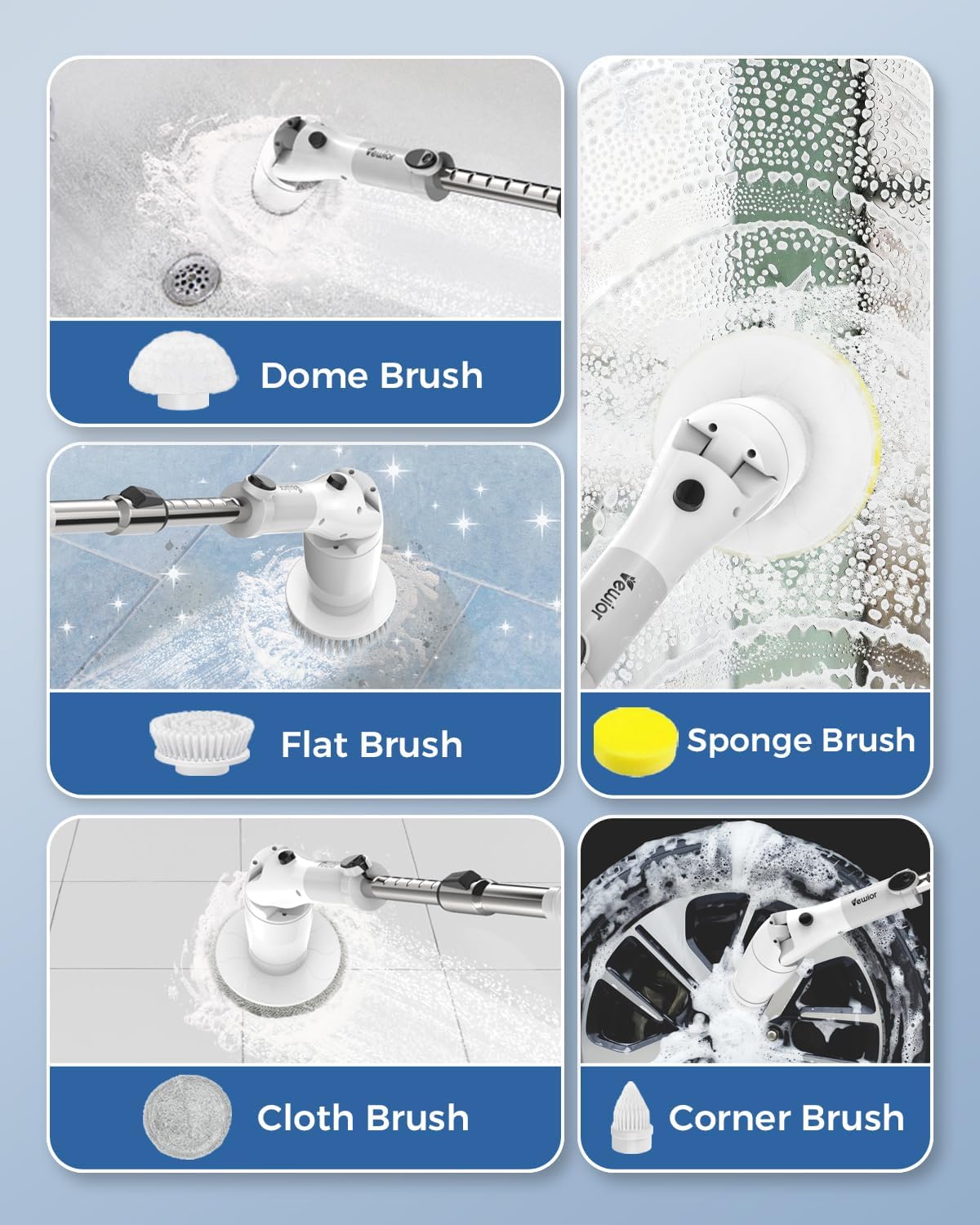Electric Spin Scrubber Cordless Power Shower Cleaning Brush with 10  Replaceable Brush Heads and Adjustable Extension Handle for Kitchen,  Bathroom