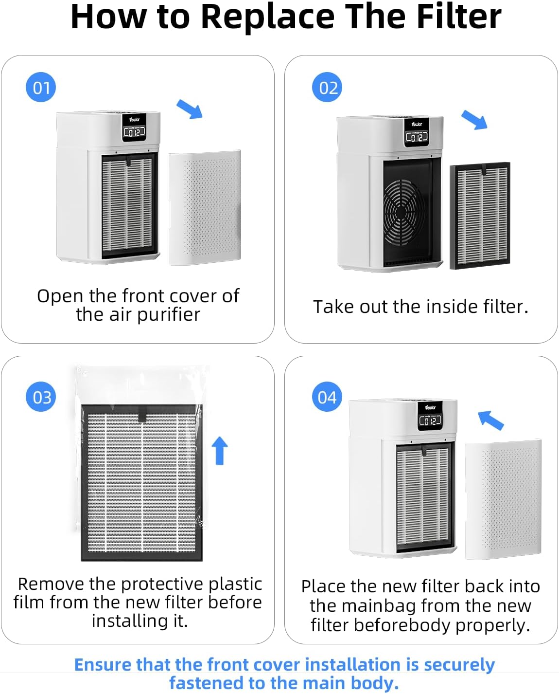 Air Purifier ClearAir-A5 Replacement Filter, VEWIOR H13 True HEPA Air Cleaner Filter (Special for ClearAir-A5 Air Purifier)