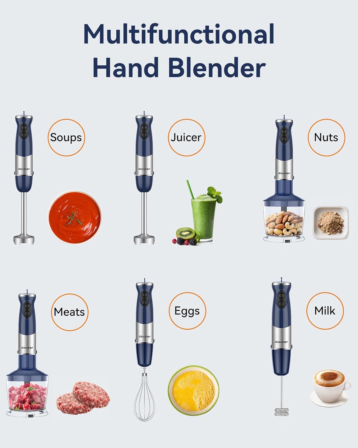 Immersion Blender Handheld 1000W 5 in 1 Corded Stick Hand Blender Kitchen with 12 Speed, BPA-Free, Mixing Beaker, Chopper, Whisk, Milk Frother, Perfect Emulsifier Vewiorlife.com