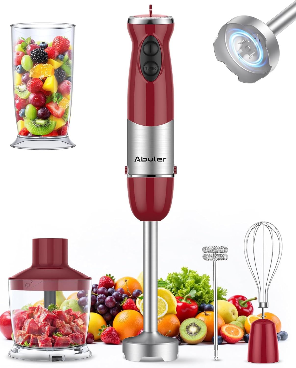 Immersion Blender Handheld 1000W 5 in 1 Corded Stick Hand Blender Kitchen with 12 Speed, BPA-Free, Mixing Beaker, Chopper, Whisk, Milk Frother, Perfect Emulsifier Vewiorlife.com