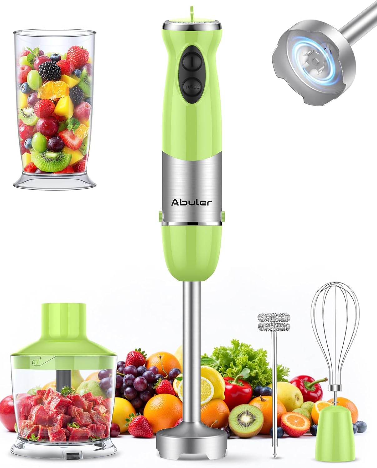 Immersion Blender Handheld 1000W 5 in 1 Corded Stick Hand Blender Kitchen with 12 Speed, BPA-Free, Mixing Beaker, Chopper, Whisk, Milk Frother, Perfect Emulsifier Vewiorlife.com