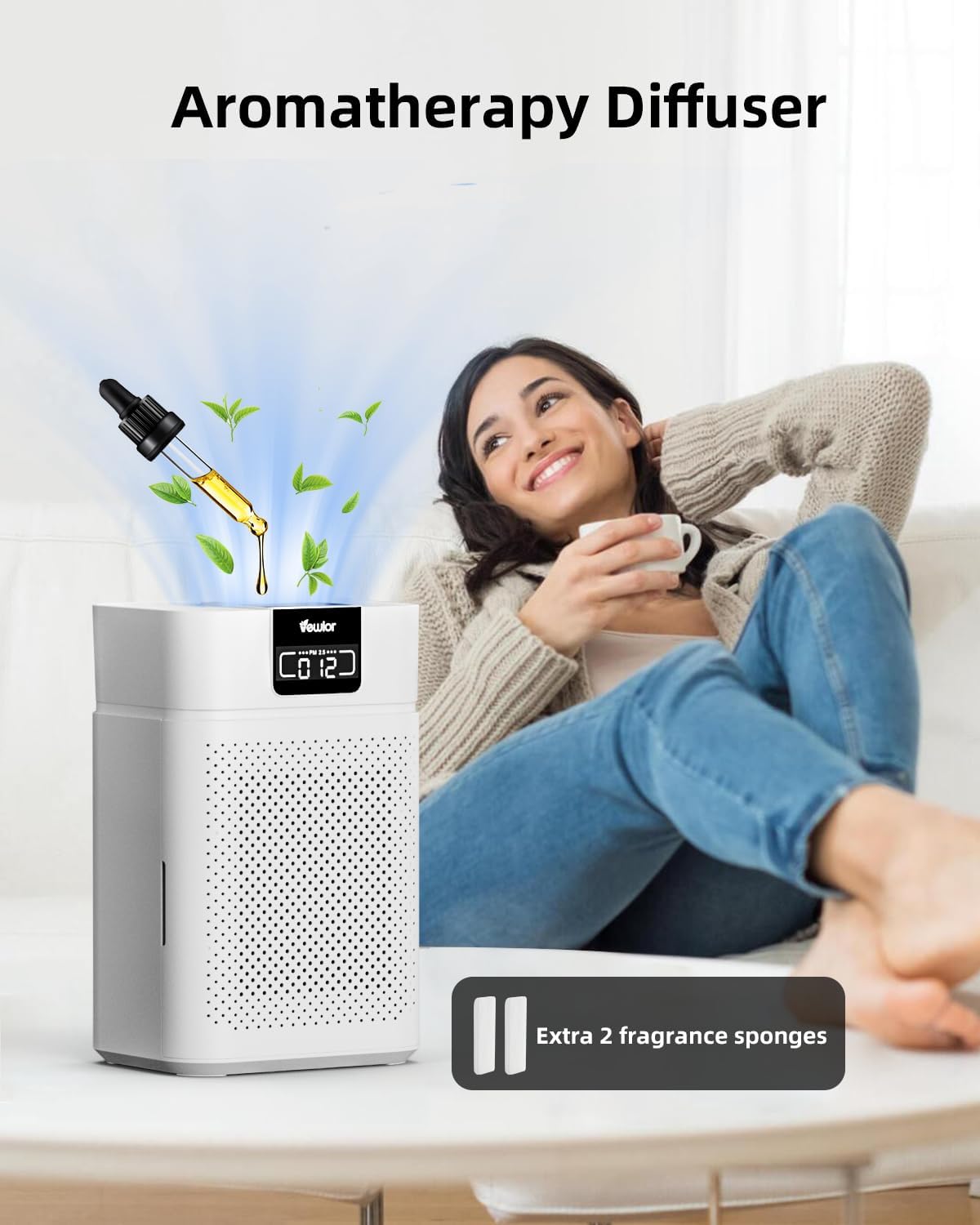 Air Purifiers, Home Air purifier for Large Room Bedroom Up to 1560ft², VEWIOR H13 True HEPA Air Filter for Wildfire Smoke Pets Pollen Odor, with Air Quality Monitoring Light, Auto/Sleep Mode, 6 Timer Vewior