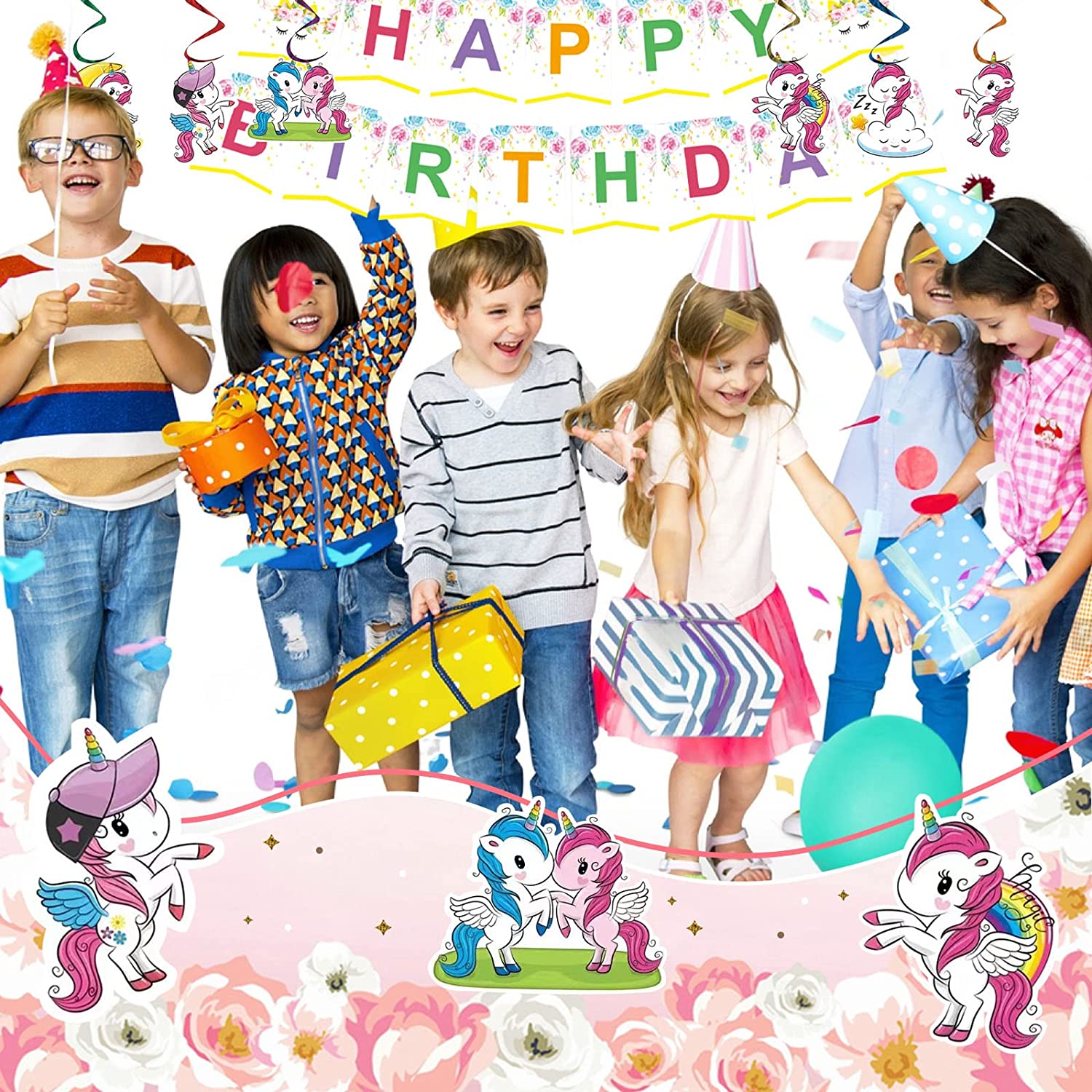 Unicorn Party Supplies for Girls- Unicorn Birthday Party Decorations, Includes 365pcs Decorations, Tableware, and Party Favors for 20 Guests Vewior