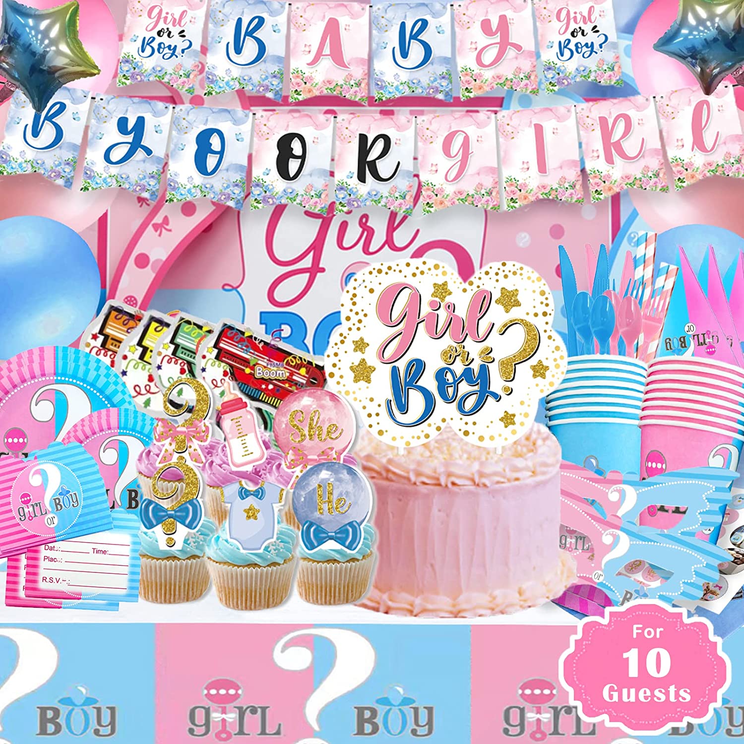 VEWIOR Gender Reveal Party Decorations, 173pcs Birthday Party Supplies Children Birthday Party Decorations for Children Vewior