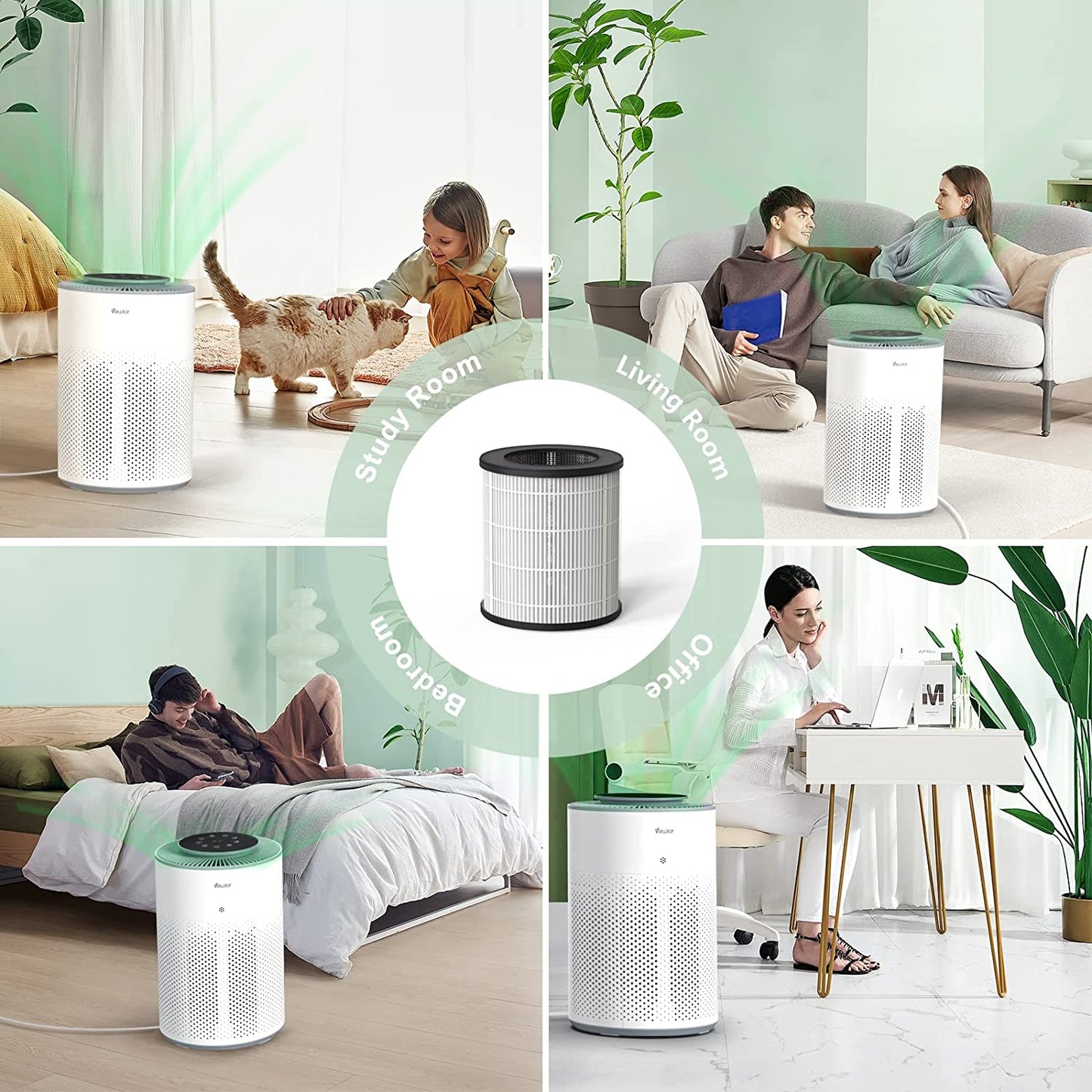 Air Purifier A2 Replacement Filter, VEWIOR H13 True HEPA Air Cleaner Filter, High-Efficiency Activated Carbon, Remove up to 99.97% of Particles Vewior