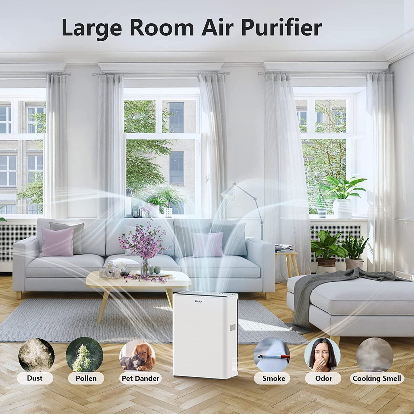 Vewior Home Air Purifier for Large Room True HEPA Air Filter Cleaner with Sleep Mode 5 Timer 3 Speed Adjustable Vewior