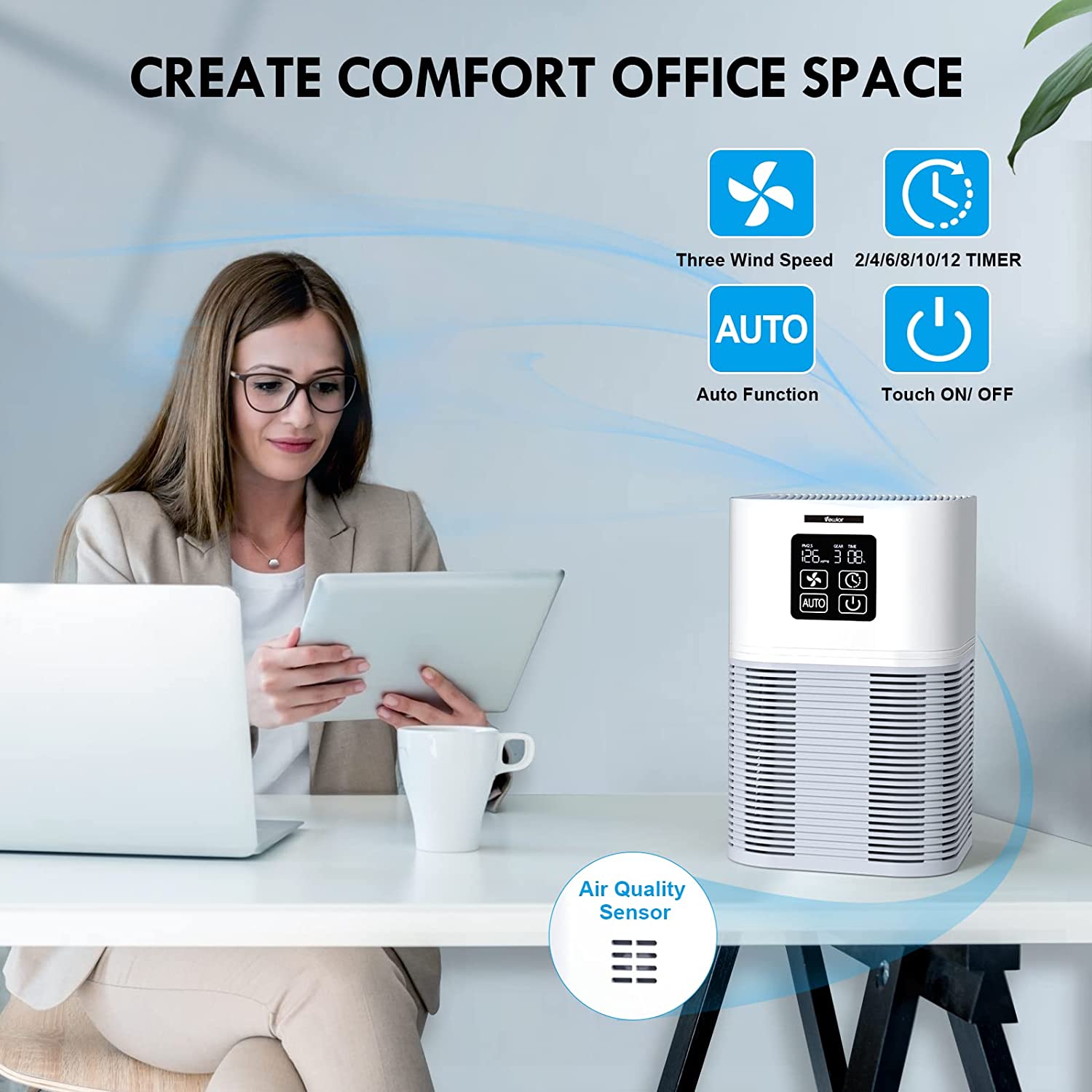 Air Purifier, Compact Desktop Air Cleaner with 3-in-1 True HEPA Filter, 4  Fan Speeds, Low Noise, Sleep Mode, Night Light, Filter Replacement  Reminder, Removes Dust/Smoke for Car/Home/Bedroom/Office price in Saudi  Arabia