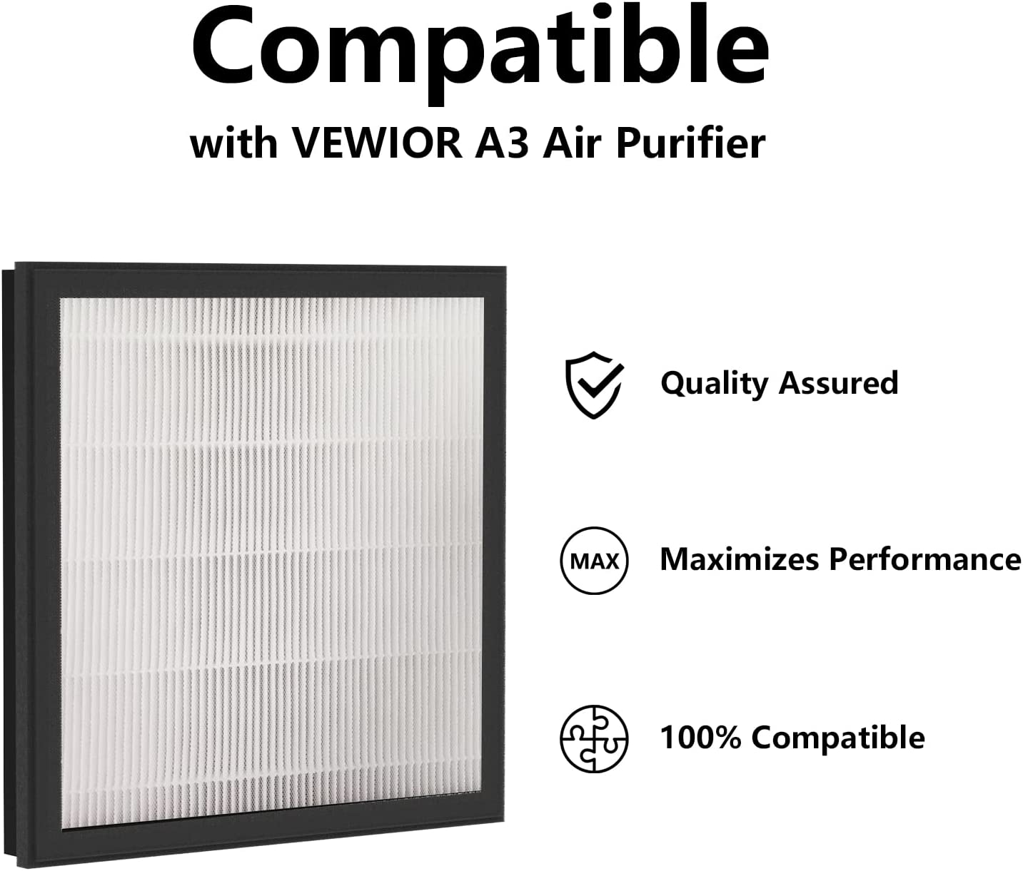 VEWIOR True HEPA Replacement Filter, Compatible A3 Air Purifier, H13 True HEPA Filter for A3 Air Cleaner Vewior